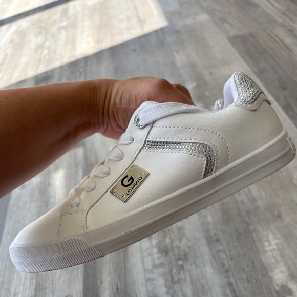 G by Guess Women's White and Silver Sneakers - Picture 1 of 3